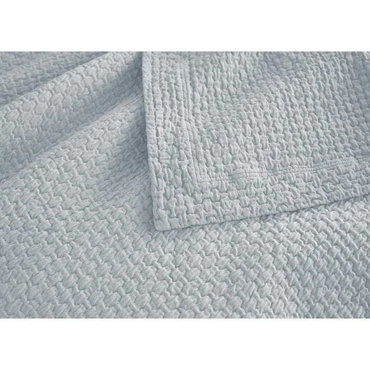 Sumptuous Bare Blue King-Size Cotton Matelasse Coverlet