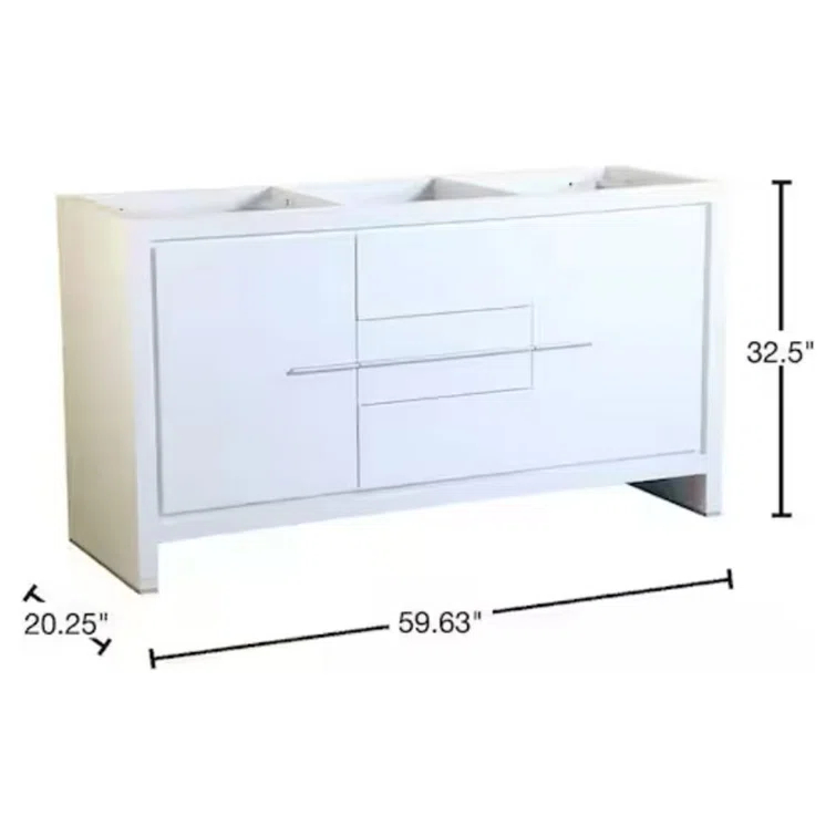 Allier 60" Freestanding Double Sink Bathroom Vanity Base Only (Top and Sink Not Included)