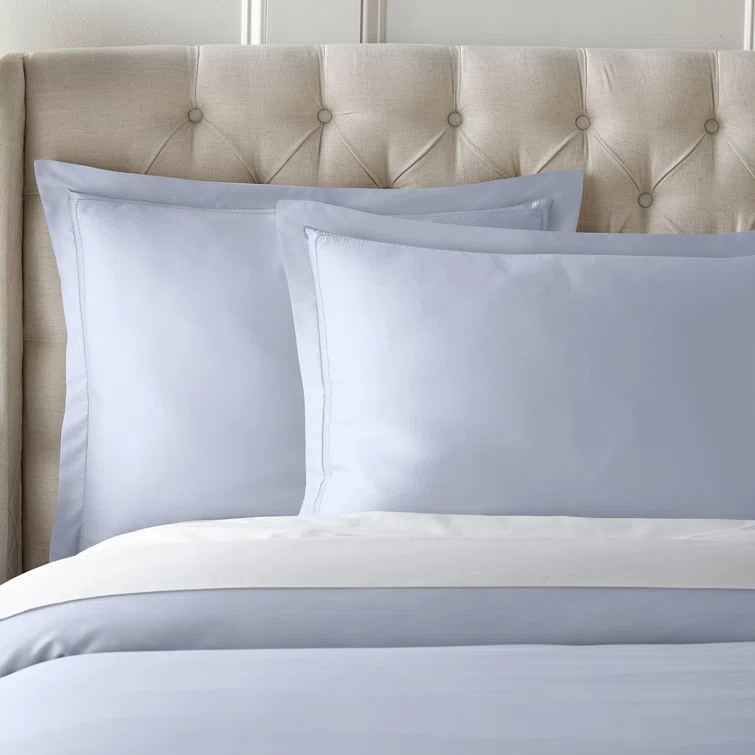 Icy Blue Queen Cotton Duvet Cover Set with Shams