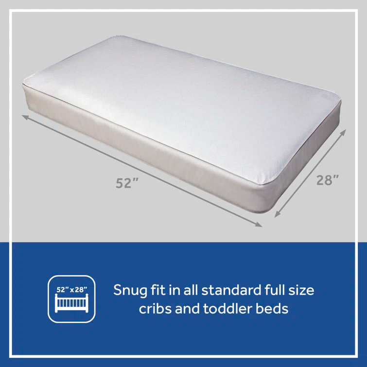 Sealy Baby Premium Firm Hypoallergenic Baby Crib Mattress & Toddler Bed Mattress, Waterproof Baby Mattress, 150 Coils, Air Quality Certified, 52"x28"