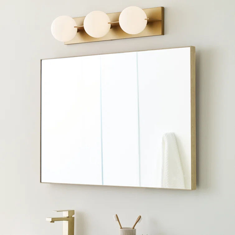 Orbel Aged Brass 3-Light LED Bathroom Vanity with Frosted Glass