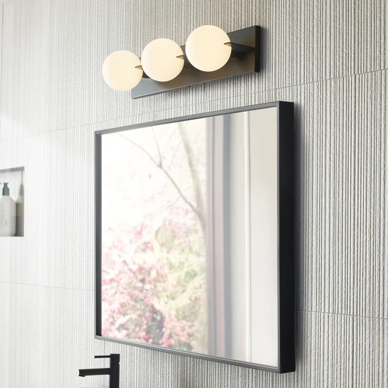 Orbel Matte Black Dimmable LED Vanity Light with Frosted Glass
