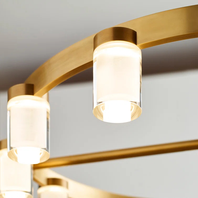 Esfera Elegance 32" Brass and Crystal LED Chandelier