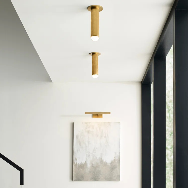 Ebell Dark Bronze LED Flush Mount with Frosted Glass Prism