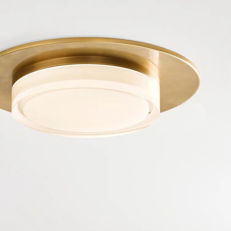Sen Modern Natural Brass 17" LED Flush Mount with Pressed Glass