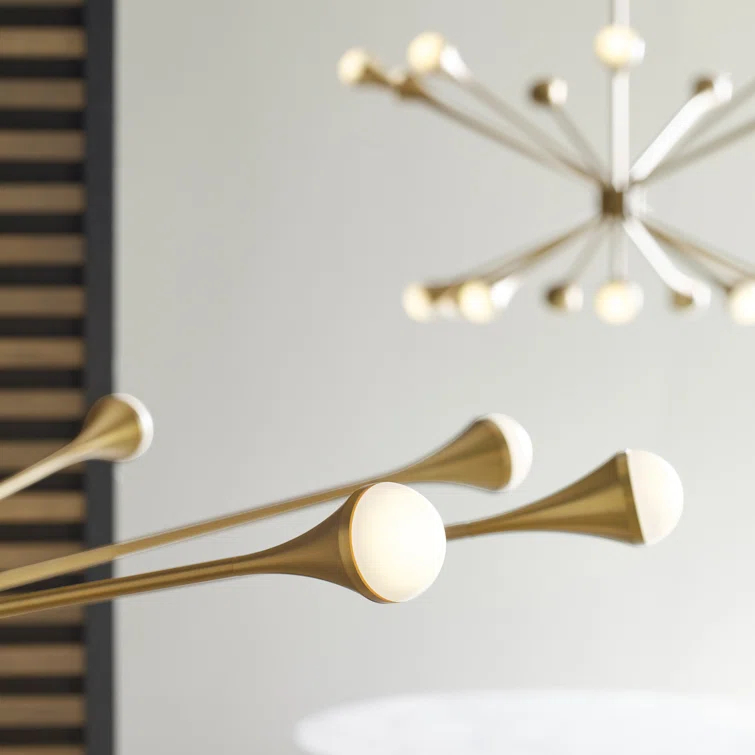 Aged Brass 20-Light LED Mid-Century Modern Chandelier