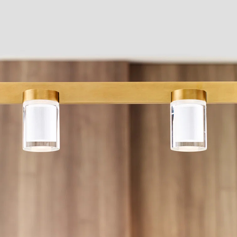 Natural Brass Crystal LED 6-Light Island Pendant