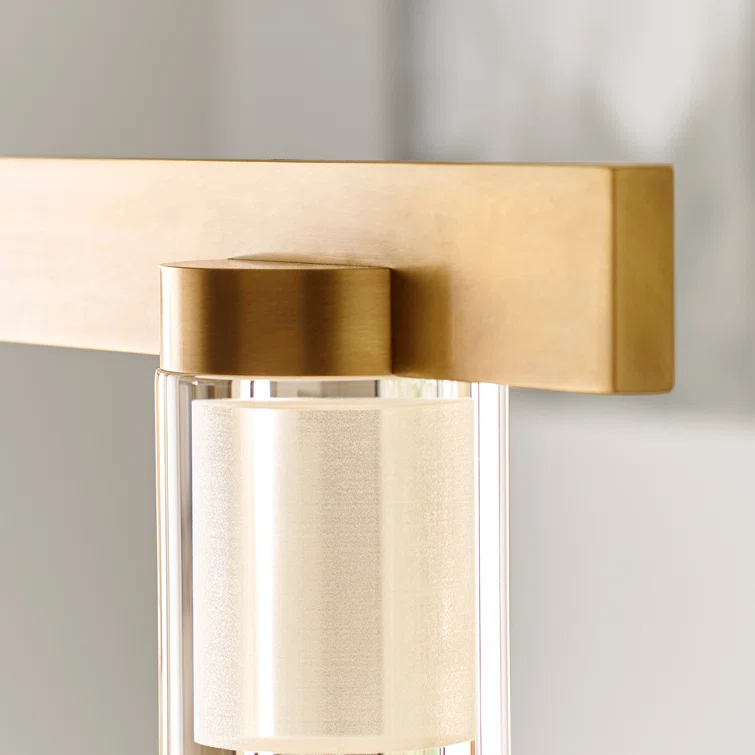 Natural Brass Crystal LED 6-Light Island Pendant