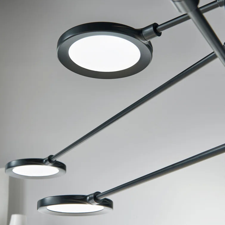 Matte Black 8-Light LED Geometric Chandelier