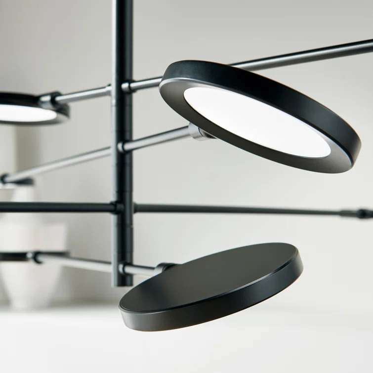Matte Black 8-Light LED Geometric Chandelier