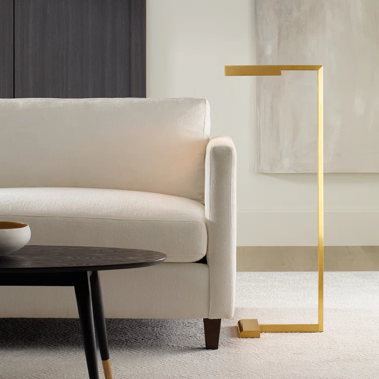 Dessau 38" Natural Brass LED Task Floor Lamp with Touch Dimmer