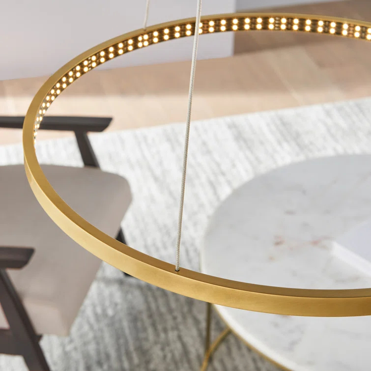 Natural Brass 24" LED Chandelier with Integrated Light