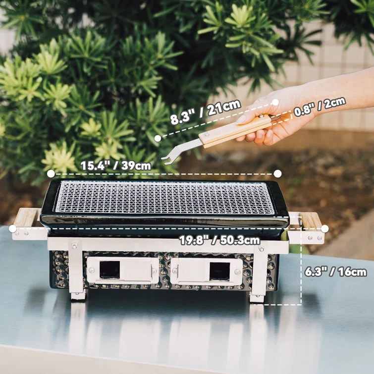 Square16''Charcoal BBQ Grill Hibachi Grill