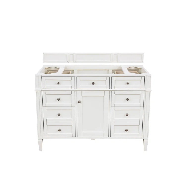 Bright White 47" Plywood Single Vanity with Satin Nickel Hardware