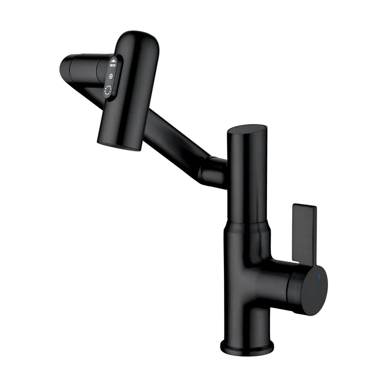 Lefton BF2204-3 Lefton Rotatable Single Hole Bathroom Faucet with Temperature Display BF2204