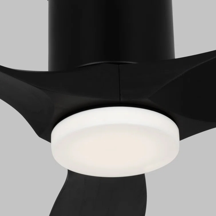 Generation Lighting Collins Smart Hugger LED 52-in Integrated LED Flush Mount Smart Midnight Black with Midnight Black Blades Ceiling Fan With Light - Remote Included ( 3 -Blade )