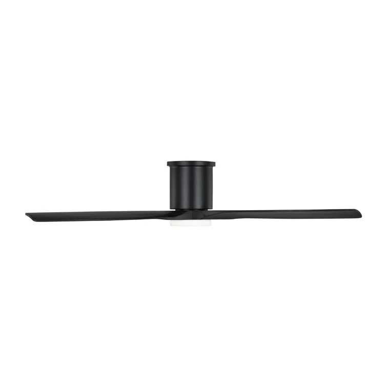 Generation Lighting Collins Smart Hugger LED 52-in Integrated LED Flush Mount Smart Midnight Black with Midnight Black Blades Ceiling Fan With Light - Remote Included ( 3 -Blade )