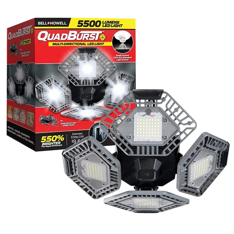 Bell+Howell Quadburst 5500 Lumens Multi Directional Ceiling Light with 4 Adjustable Panels