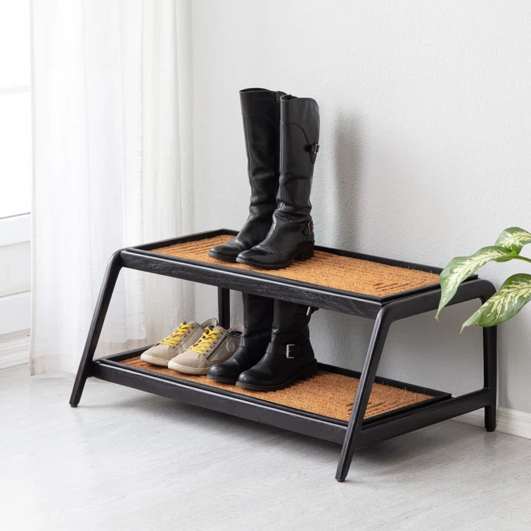 Solid Wood Boot Tray with Non-Slip Base – Waterproof Shoe Storage Cabinet for Entryway, Mudroom & Hallway