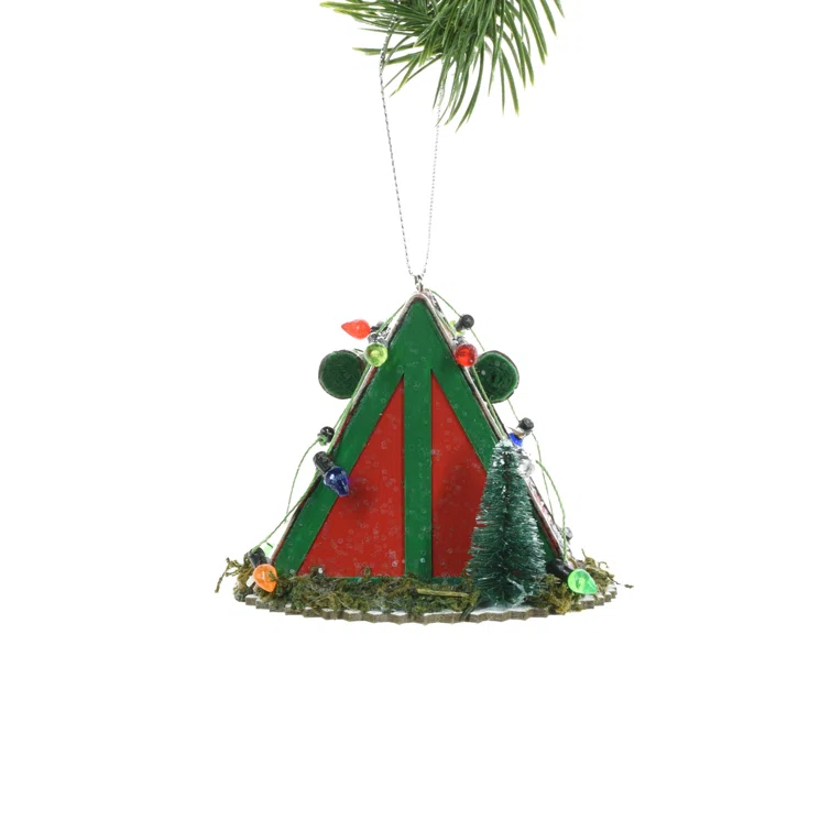 Starlight Collection Red Hanging Buffalo Plaid Rustic Tent LED Ornament (Pack Of 4) | Wayfair