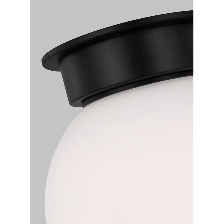 Midnight Black and Milk White Glass Globe Flush Mount Light