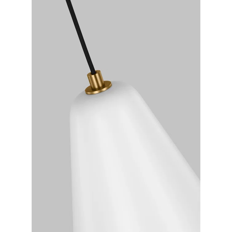 Matte White Teardrop Pendant Light with Aged Iron Steel Shade