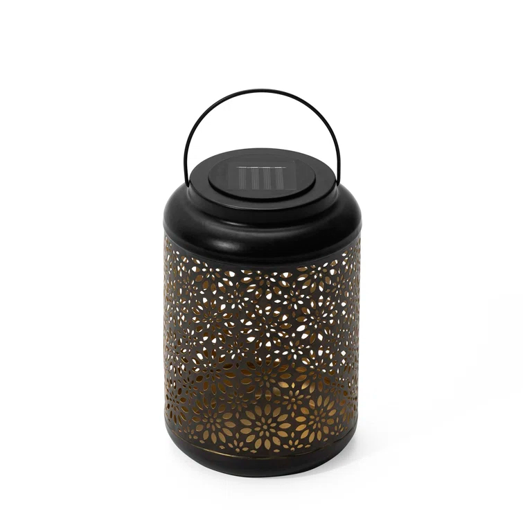 8.75" H Metal Wire Solar Powered Outdoor Hanging Lantern