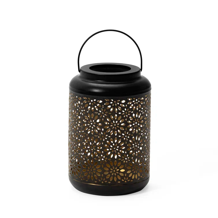 8.75" H Metal Wire Solar Powered Outdoor Hanging Lantern