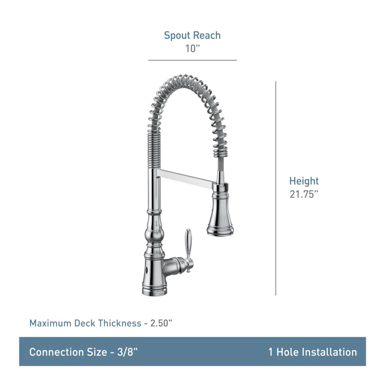 Moen Weymouth MotionSense Wave Single Handle Pre-Rinse Spring Pulldown Kitchen Faucet