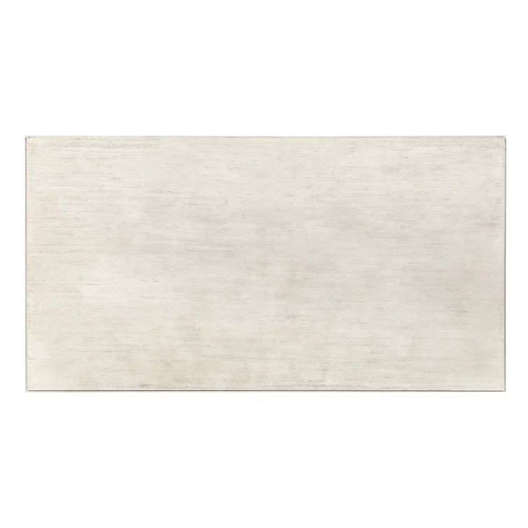 White Wood Desk with Three Drawers and Polished Nickel Pulls