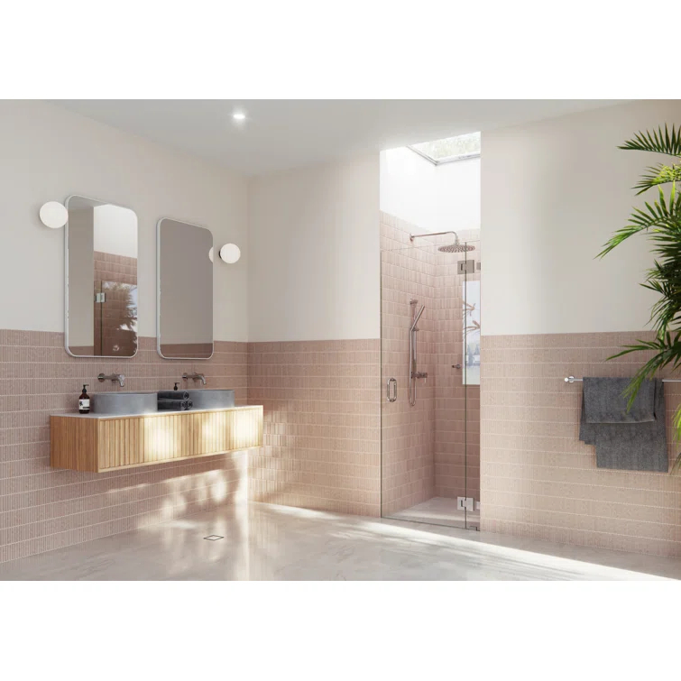 Halo 34.5 in. x 78 in. Frameless Glass Hinge Shower Door