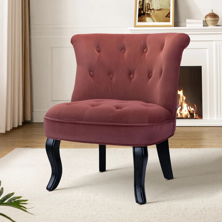 Grenier Traditional Velvet Upholstered Wingback Side Chair with Button-Tufted