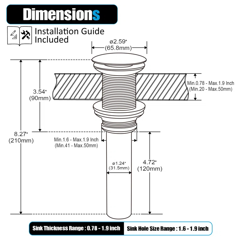 Pop-Up Bathroom Sink Drain