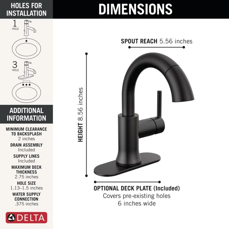 Trinsic Single Hole Pull Out Sprayer Bathroom Faucet, Single Handle Bathroom Sink Faucet