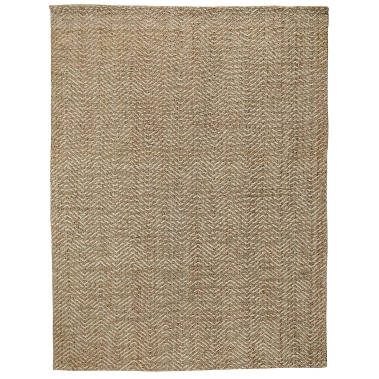 Handmade Ivory Wool Herringbone Rectangular 8' x 10' Rug
