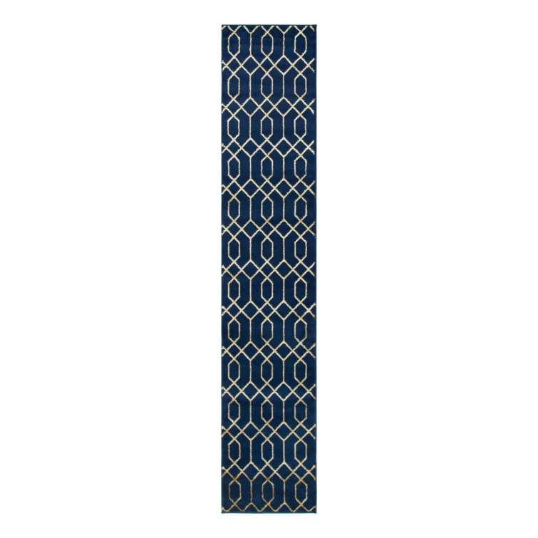Glam Navy Blue Gold Area Rug