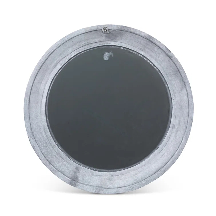 Round Hammered Silver Pewter Mirror with Resin Frame