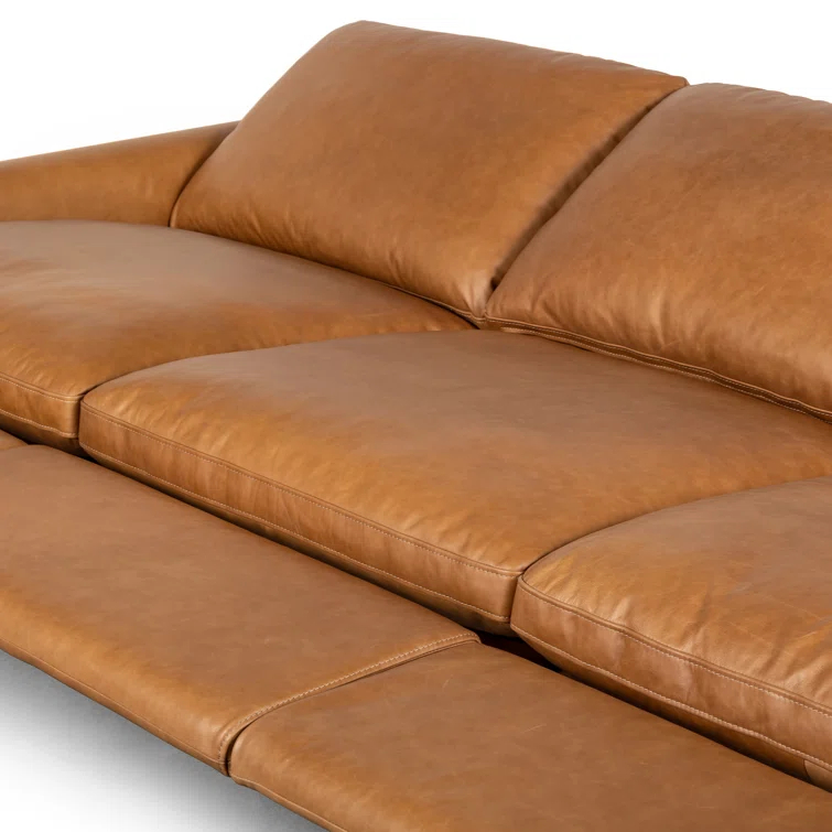 Sonoma Butterscotch Leather Three-Piece Sectional with Wood Frame