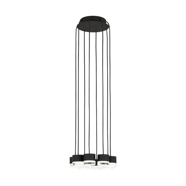 Nightshade Black and Crystal 8-Light LED Pendant Chandelier