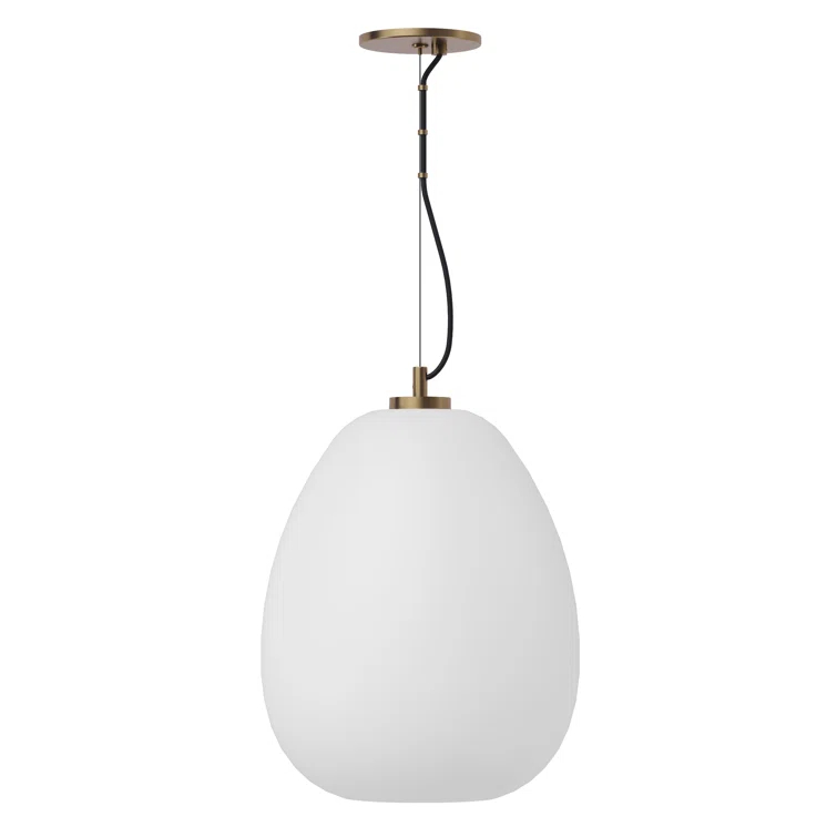 Opal Glass and Brass LED Pendant Light