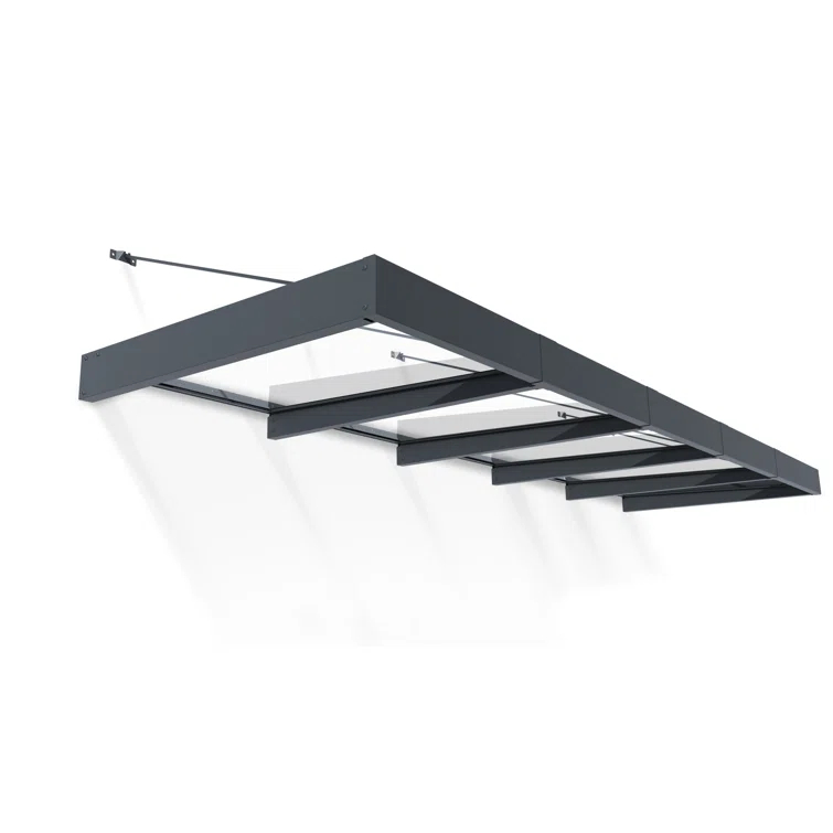 Palram - Canopia Sophia 4' 7" D Acrylic Clear/Gray Stationary Slope Door and Window Awning