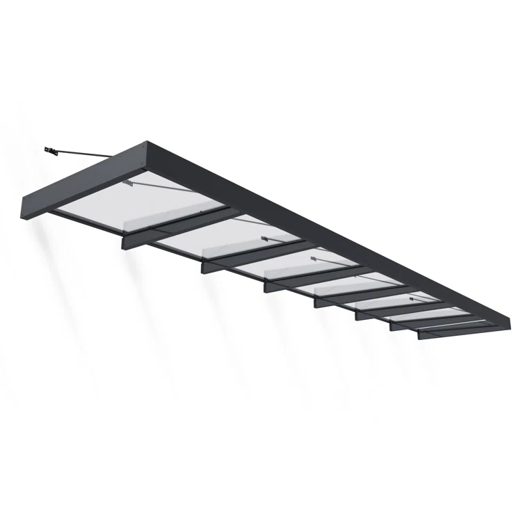 Palram - Canopia Sophia 4' 7" D Acrylic Clear/Gray Stationary Slope Door and Window Awning