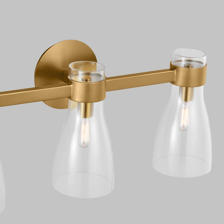 Moritz Burnished Brass Vanity Light with Clear Glass Shades