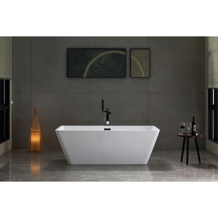 Toulouse 66.9'' x 31.1'' Freestanding Soaking Acrylic Bathtub