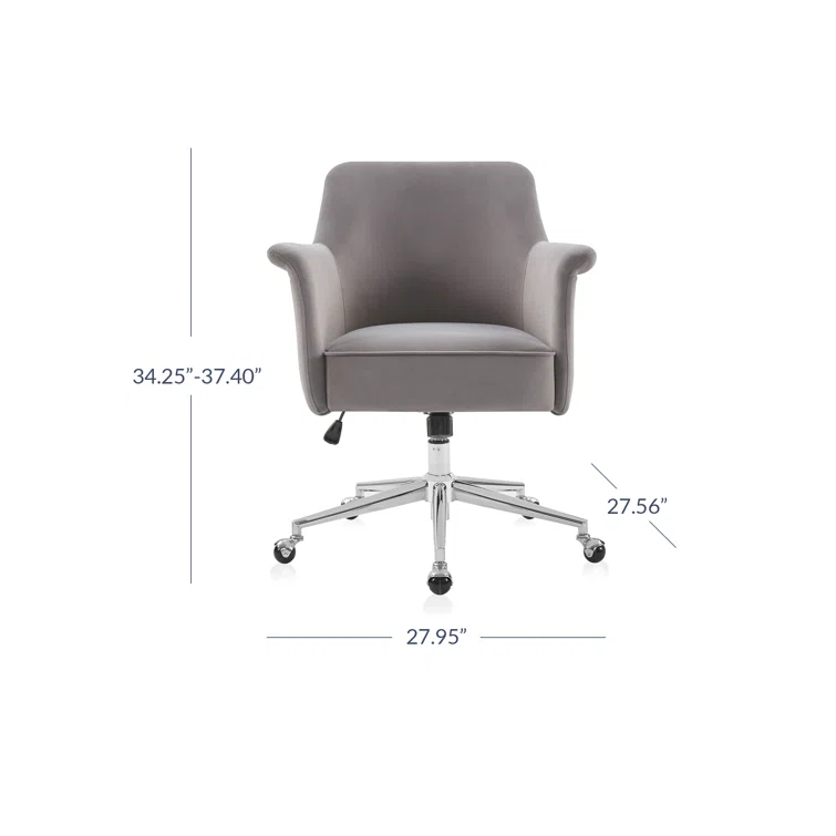 Nin Ergonomic Velvet Task Chair 27.95'' W Armchair