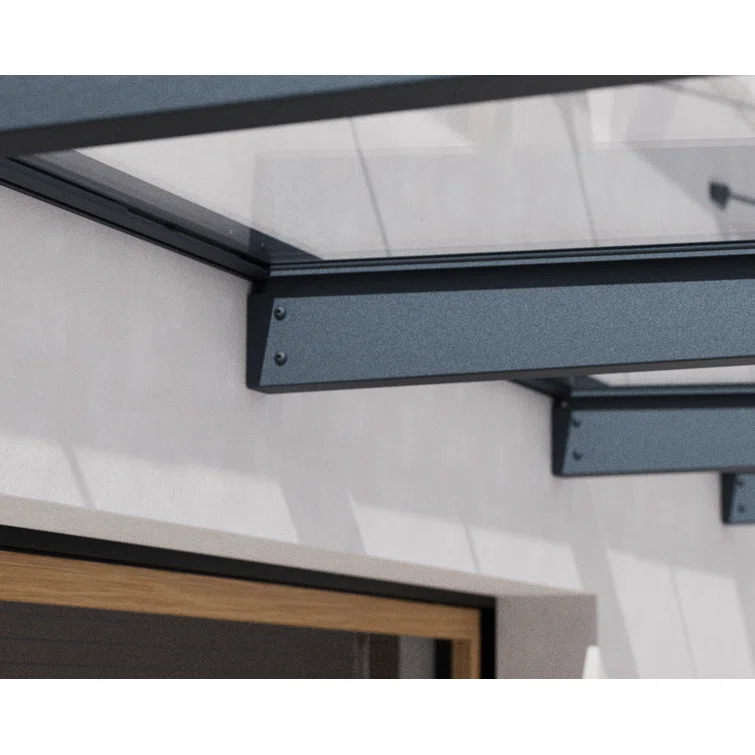 Palram - Canopia Sophia 4' 7" D Acrylic Clear/Gray Stationary Slope Door and Window Awning