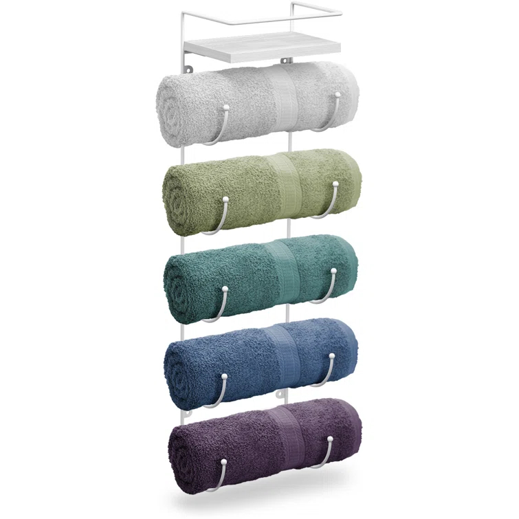 Sorbus 5-Tier Wall Mounted Metal Towel Rack with Shelf