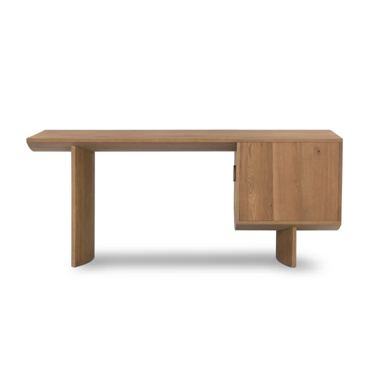 Contemporary Modern Home Office Desk in Warm Grey-Brown Oak Veneer