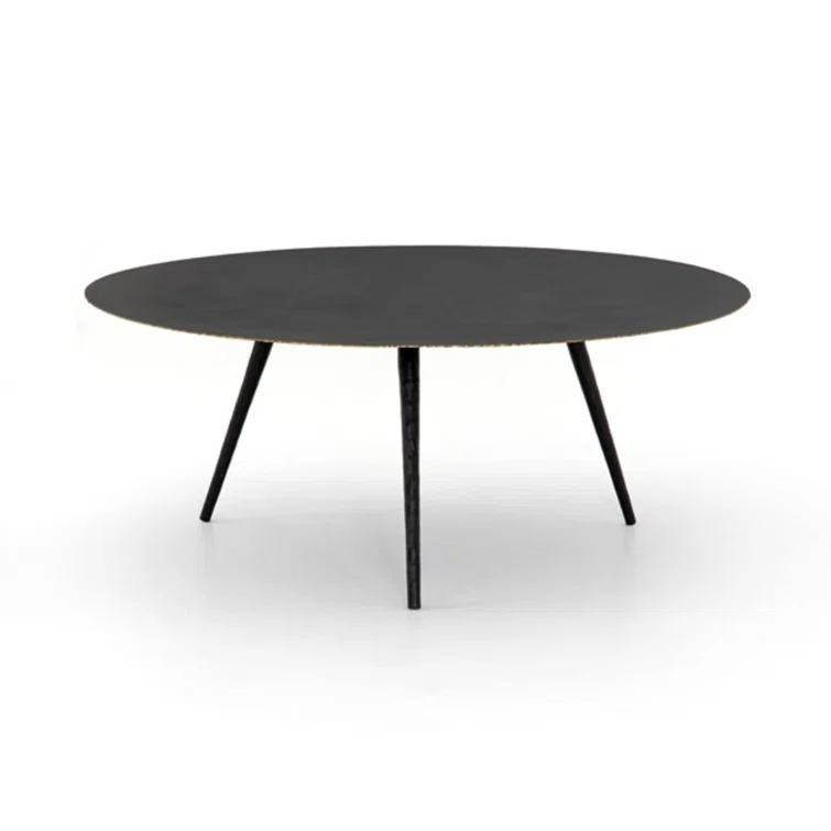 Element Collection 39" Round Black Metal Coffee Table