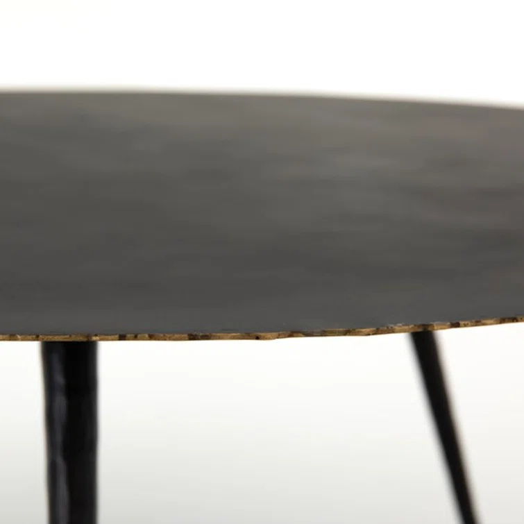 Element Collection 39" Round Black Metal Coffee Table